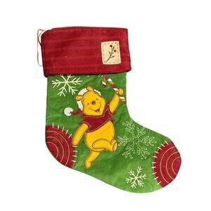 Disney Winnie The Pooh Velvet 3D Embroidered Felt Christmas Stocking 15”